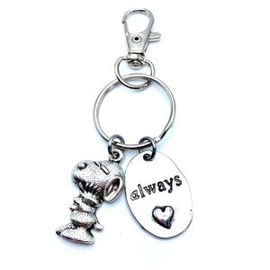 Cartoon Dog Keychain Bag Charm Always Heart May Be Personalized